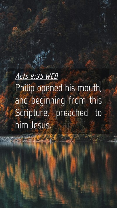 Picture 04 - Acts 8:35 WEB Mobile Phone Wallpaper - Philip opened his mouth, and beginning from this - Mobile Bible Verse Wallpaper