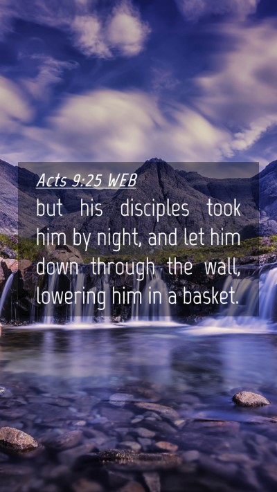 Picture 04 - Acts 9:25 WEB Mobile Phone Wallpaper - but his disciples took him by night, and let him - Mobile Bible Verse Wallpaper