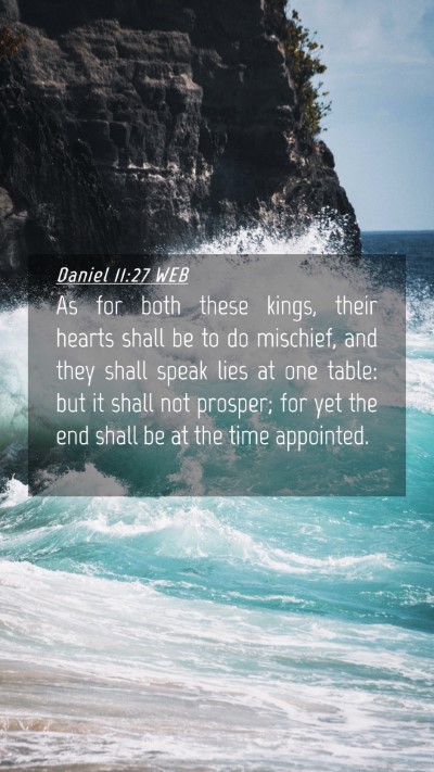 Picture 04 - Daniel 11:27 WEB Mobile Phone Wallpaper - As for both these kings, their hearts shall be to - Mobile Bible Verse Wallpaper