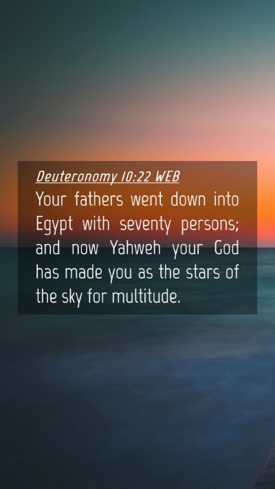 Picture 04 - Deuteronomy 10:22 WEB Mobile Phone Wallpaper - Your fathers went down into Egypt with seventy - Mobile Bible Verse Wallpaper