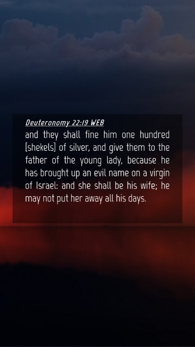 Picture 04 - Deuteronomy 22:19 WEB Mobile Phone Wallpaper - and they shall fine him one hundred [shekels] of - Mobile Bible Verse Wallpaper