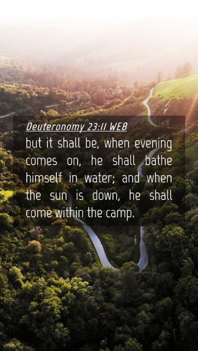 Picture 04 - Deuteronomy 23:11 WEB Mobile Phone Wallpaper - but it shall be, when evening comes on, he shall - Mobile Bible Verse Wallpaper
