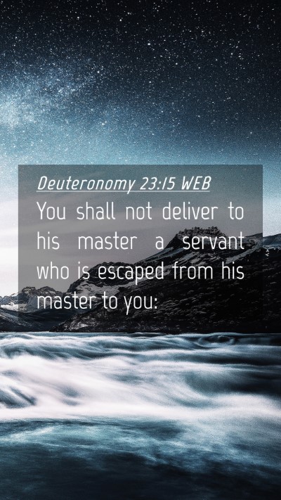 Picture 04 - Deuteronomy 23:15 WEB Mobile Phone Wallpaper - You shall not deliver to his master a servant who - Mobile Bible Verse Wallpaper