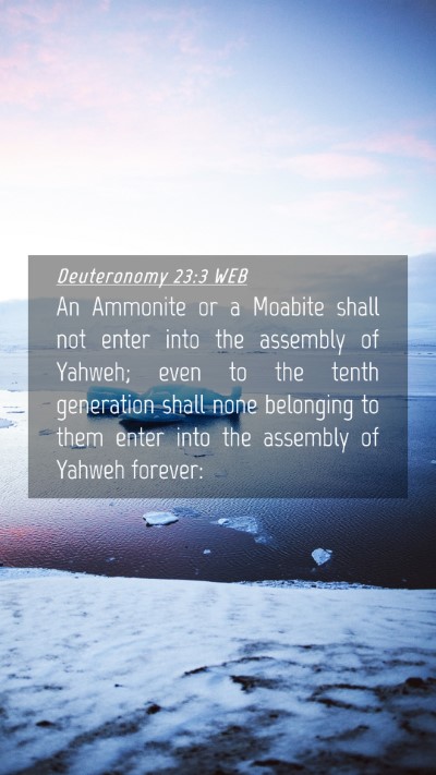 Picture 04 - Deuteronomy 23:3 WEB Mobile Phone Wallpaper - An Ammonite or a Moabite shall not enter into the - Mobile Bible Verse Wallpaper