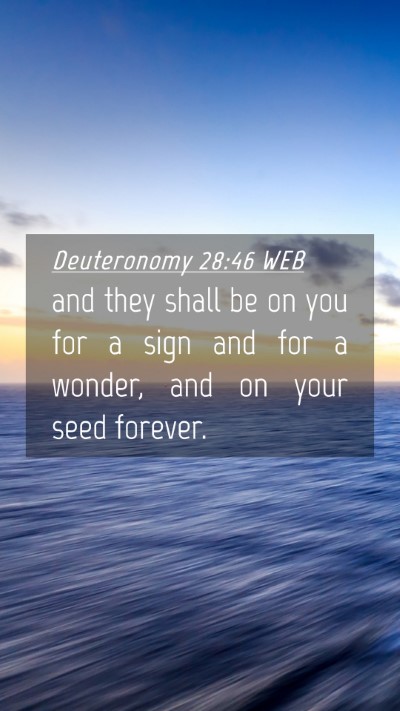 Picture 04 - Deuteronomy 28:46 WEB Mobile Phone Wallpaper - and they shall be on you for a sign and for a - Mobile Bible Verse Wallpaper