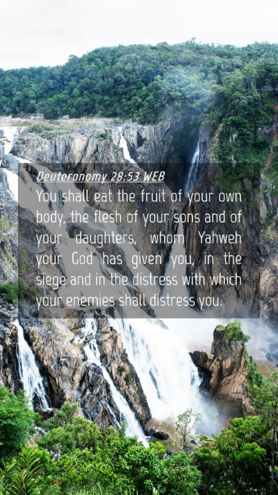 Picture 04 - Deuteronomy 28:53 WEB Mobile Phone Wallpaper - You shall eat the fruit of your own body, the - Mobile Bible Verse Wallpaper