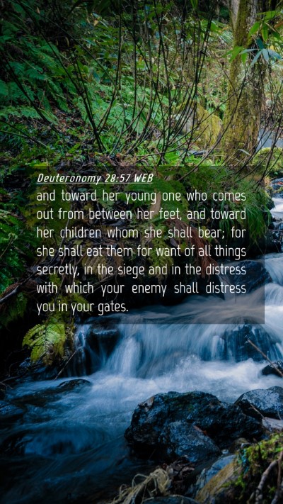 Picture 04 - Deuteronomy 28:57 WEB Mobile Phone Wallpaper - and toward her young one who comes out from - Mobile Bible Verse Wallpaper