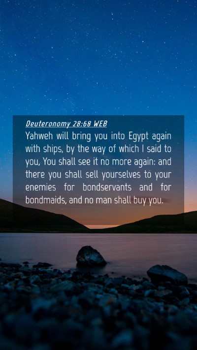 Picture 04 - Deuteronomy 28:68 WEB Mobile Phone Wallpaper - Yahweh will bring you into Egypt again with - Mobile Bible Verse Wallpaper