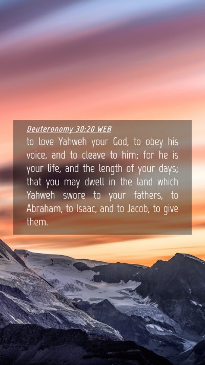 Picture 04 - Deuteronomy 30:20 WEB Mobile Phone Wallpaper - to love Yahweh your God, to obey his voice, and - Mobile Bible Verse Wallpaper