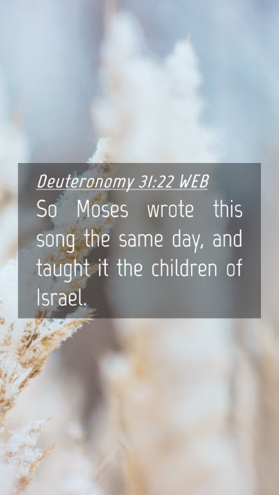 Picture 04 - Deuteronomy 31:22 WEB Mobile Phone Wallpaper - So Moses wrote this song the same day, and taught - Mobile Bible Verse Wallpaper