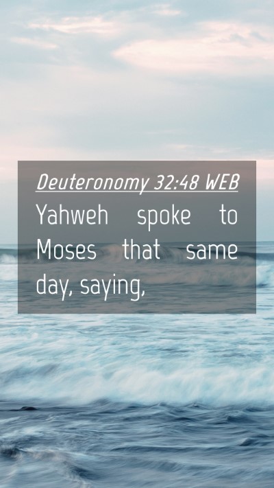 Picture 04 - Deuteronomy 32:48 WEB Mobile Phone Wallpaper - Yahweh spoke to Moses that same day, - Mobile Bible Verse Wallpaper
