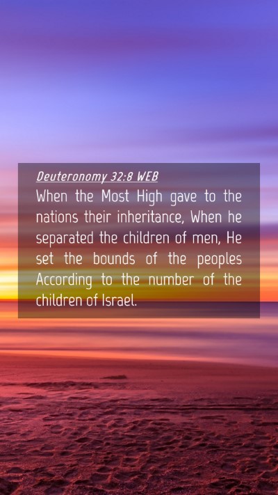 Picture 04 - Deuteronomy 32:8 WEB Mobile Phone Wallpaper - When the Most High gave to the nations their - Mobile Bible Verse Wallpaper