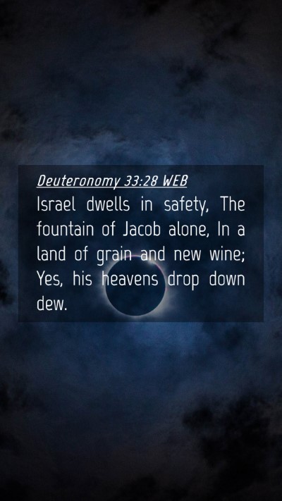 Picture 04 - Deuteronomy 33:28 WEB Mobile Phone Wallpaper - Israel dwells in safety, The fountain of Jacob - Mobile Bible Verse Wallpaper