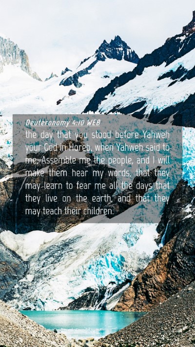Picture 04 - Deuteronomy 4:10 WEB Mobile Phone Wallpaper - the day that you stood before Yahweh your God in - Mobile Bible Verse Wallpaper