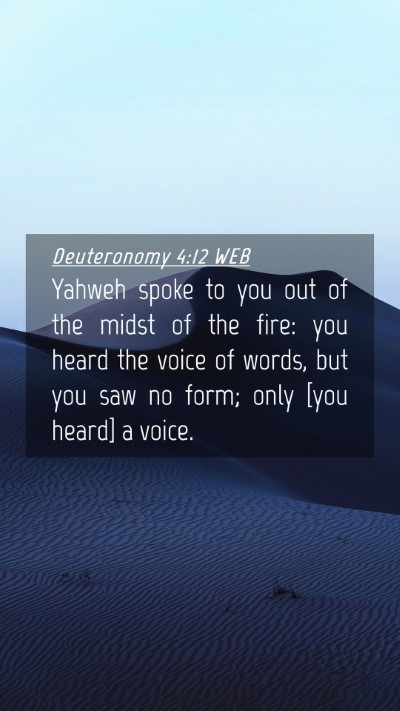 Picture 04 - Deuteronomy 4:12 WEB Mobile Phone Wallpaper - Yahweh spoke to you out of the midst of the fire: - Mobile Bible Verse Wallpaper