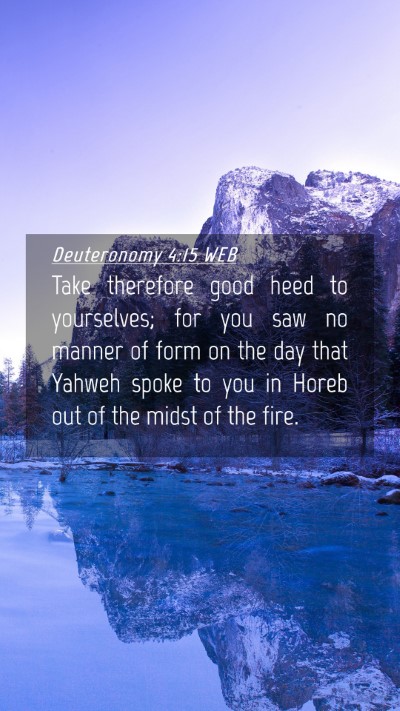 Picture 04 - Deuteronomy 4:15 WEB Mobile Phone Wallpaper - Take therefore good heed to yourselves; for you - Mobile Bible Verse Wallpaper