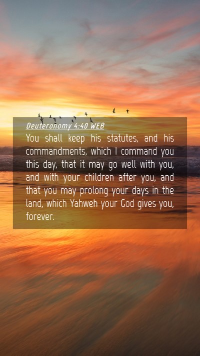 Picture 04 - Deuteronomy 4:40 WEB Mobile Phone Wallpaper - You shall keep his statutes, and his - Mobile Bible Verse Wallpaper