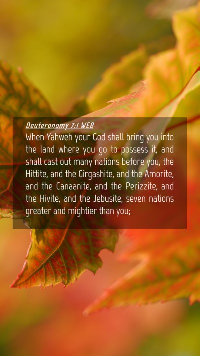 Picture 04 - Deuteronomy 7:1 WEB Mobile Phone Wallpaper - When Yahweh your God shall bring you into the - Mobile Bible Verse Wallpaper