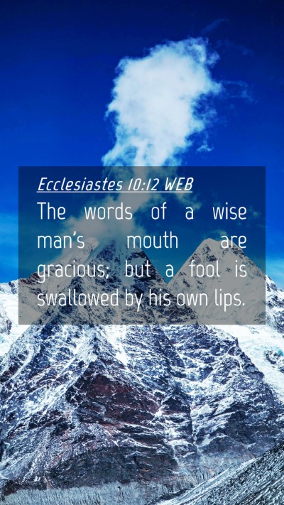 Picture 04 - Ecclesiastes 10:12 WEB Mobile Phone Wallpaper - The words of a wise man's mouth are gracious; but - Mobile Bible Verse Wallpaper