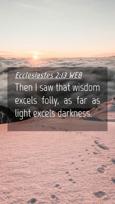 Picture 04 - Ecclesiastes 2:13 WEB Mobile Phone Wallpaper - Then I saw that wisdom excels folly, as far as - Mobile Bible Verse Wallpaper