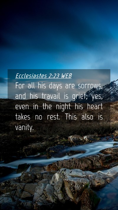 Picture 04 - Ecclesiastes 2:23 WEB Mobile Phone Wallpaper - For all his days are sorrows, and his travail is - Mobile Bible Verse Wallpaper