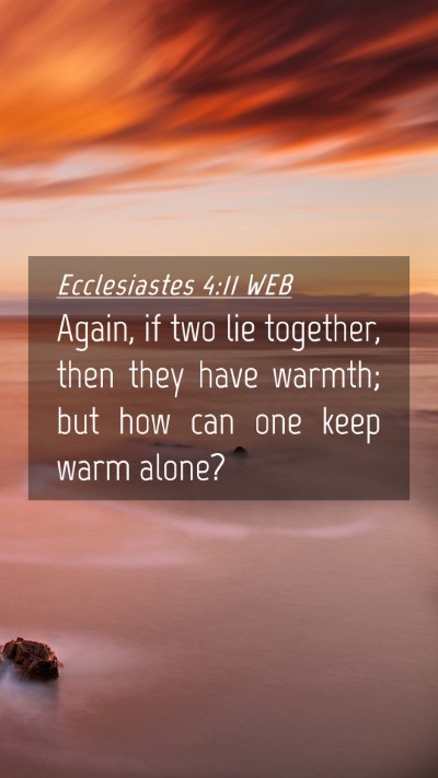 Picture 04 - Ecclesiastes 4:11 WEB Mobile Phone Wallpaper - Again, if two lie together, then they have - Mobile Bible Verse Wallpaper