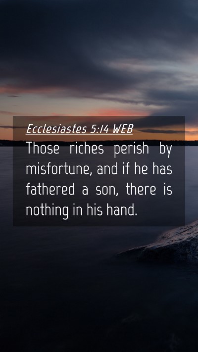 Picture 04 - Ecclesiastes 5:14 WEB Mobile Phone Wallpaper - Those riches perish by misfortune, and if he has - Mobile Bible Verse Wallpaper