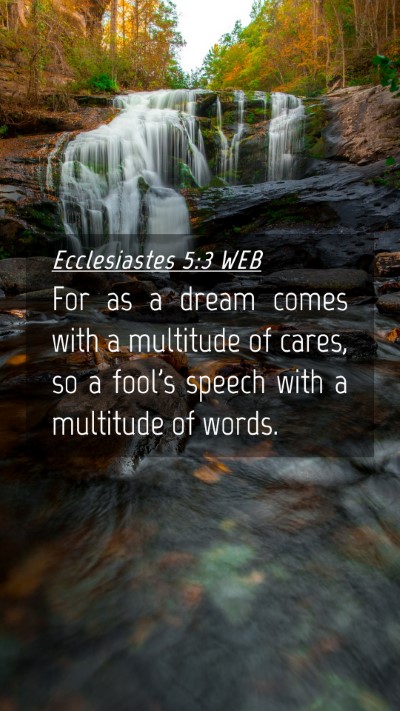 Picture 04 - Ecclesiastes 5:3 WEB Mobile Phone Wallpaper - For as a dream comes with a multitude of cares, - Mobile Bible Verse Wallpaper