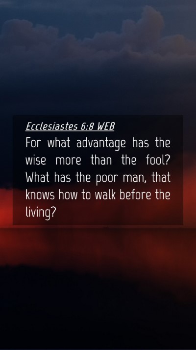 Picture 04 - Ecclesiastes 6:8 WEB Mobile Phone Wallpaper - For what advantage has the wise more than the - Mobile Bible Verse Wallpaper