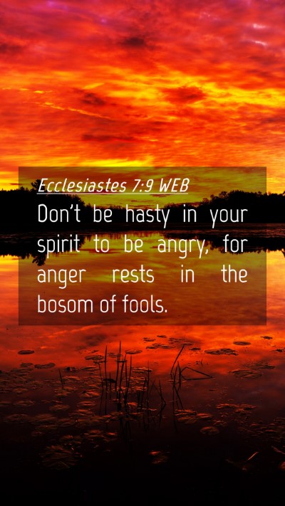 Picture 04 - Ecclesiastes 7:9 WEB Mobile Phone Wallpaper - Don't be hasty in your spirit to be angry, for - Mobile Bible Verse Wallpaper