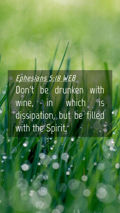 Picture 04 - Ephesians 5:18 WEB Mobile Phone Wallpaper - Don't be drunken with wine, in which is - Mobile Bible Verse Wallpaper