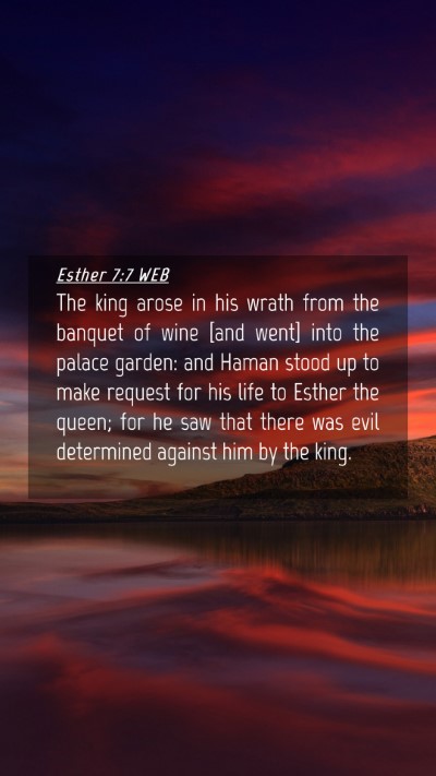 Picture 04 - Esther 7:7 WEB Mobile Phone Wallpaper - The king arose in his wrath from the banquet of - Mobile Bible Verse Wallpaper
