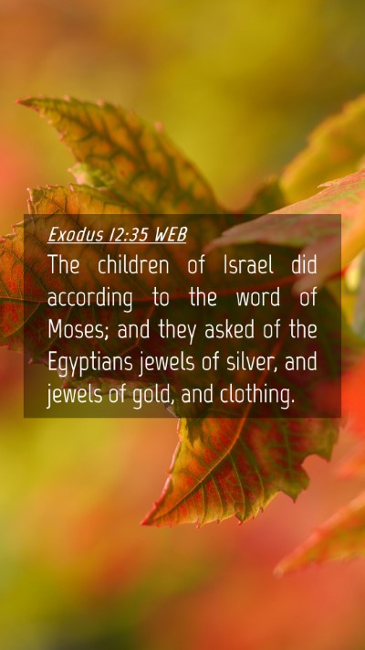 Picture 04 - Exodus 12:35 WEB Mobile Phone Wallpaper - The children of Israel did according to the word - Mobile Bible Verse Wallpaper