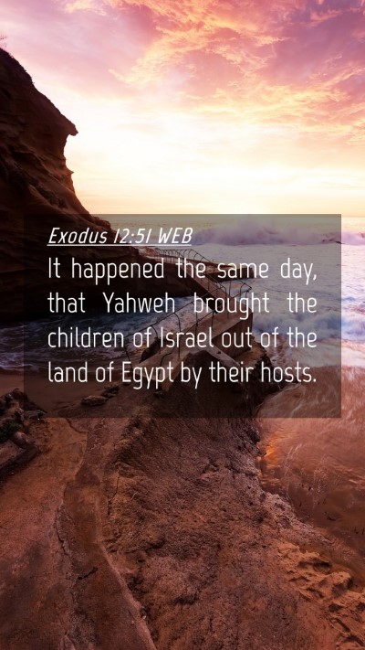 Picture 04 - Exodus 12:51 WEB Mobile Phone Wallpaper - It happened the same day, that Yahweh brought the - Mobile Bible Verse Wallpaper