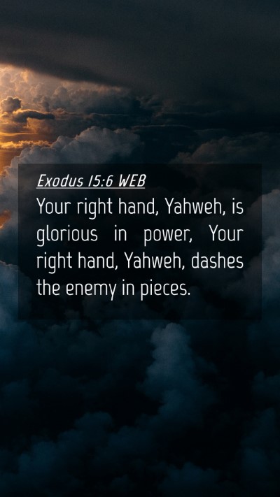 Picture 04 - Exodus 15:6 WEB Mobile Phone Wallpaper - Your right hand, Yahweh, is glorious in power, - Mobile Bible Verse Wallpaper