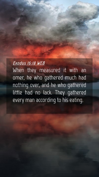 Picture 04 - Exodus 16:18 WEB Mobile Phone Wallpaper - When they measured it with an omer, he who - Mobile Bible Verse Wallpaper