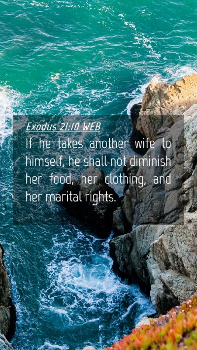 Picture 04 - Exodus 21:10 WEB Mobile Phone Wallpaper - If he takes another wife to himself, he shall not - Mobile Bible Verse Wallpaper