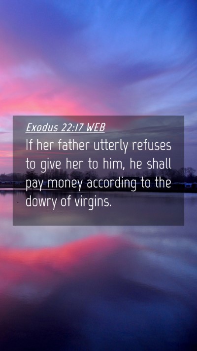 Picture 04 - Exodus 22:17 WEB Mobile Phone Wallpaper - If her father utterly refuses to give her to him, - Mobile Bible Verse Wallpaper
