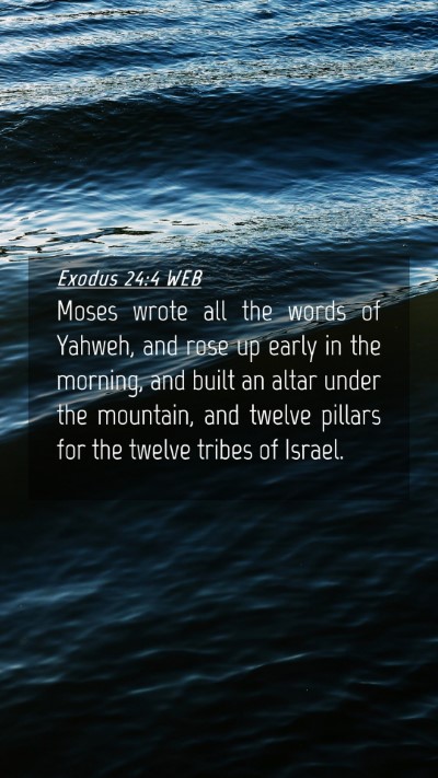 Picture 04 - Exodus 24:4 WEB Mobile Phone Wallpaper - Moses wrote all the words of Yahweh, and rose up - Mobile Bible Verse Wallpaper