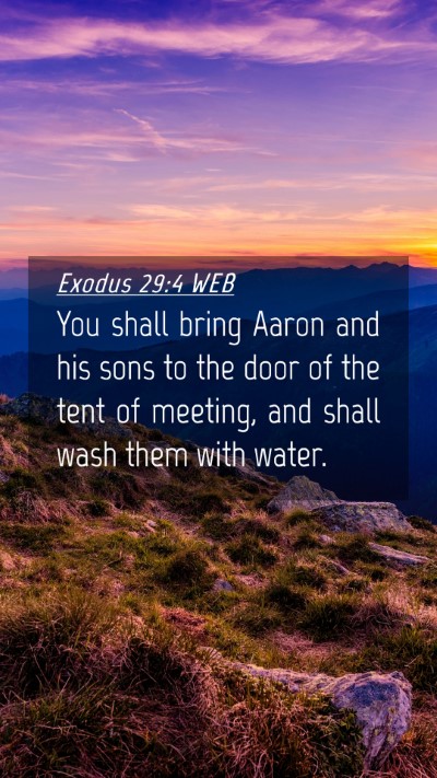 Picture 04 - Exodus 29:4 WEB Mobile Phone Wallpaper - You shall bring Aaron and his sons to the door of - Mobile Bible Verse Wallpaper