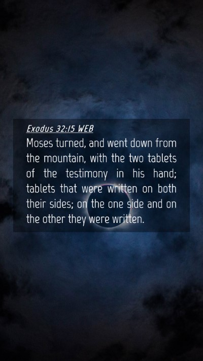 Picture 04 - Exodus 32:15 WEB Mobile Phone Wallpaper - Moses turned, and went down from the mountain, - Mobile Bible Verse Wallpaper
