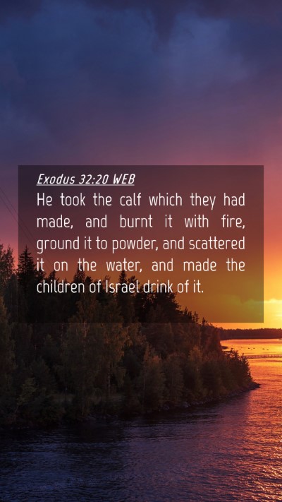 Picture 04 - Exodus 32:20 WEB Mobile Phone Wallpaper - He took the calf which they had made, and burnt - Mobile Bible Verse Wallpaper