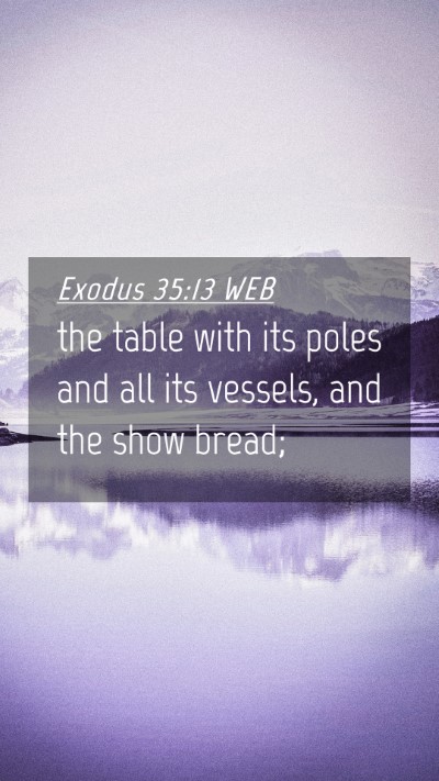 Picture 04 - Exodus 35:13 WEB Mobile Phone Wallpaper - the table with its poles and all its vessels, and - Mobile Bible Verse Wallpaper