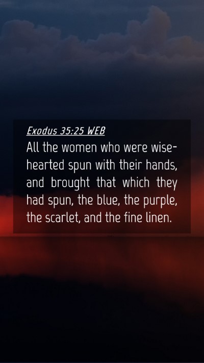 Picture 04 - Exodus 35:25 WEB Mobile Phone Wallpaper - All the women who were wise-hearted spun with - Mobile Bible Verse Wallpaper