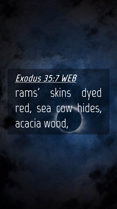 Picture 04 - Exodus 35:7 WEB Mobile Phone Wallpaper - rams' skins dyed red, sea cow hides, acacia - Mobile Bible Verse Wallpaper