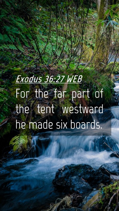 Picture 04 - Exodus 36:27 WEB Mobile Phone Wallpaper - For the far part of the tent westward he made six - Mobile Bible Verse Wallpaper
