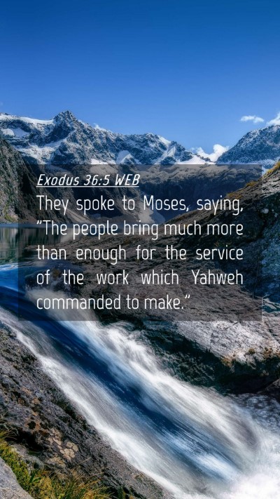 Picture 04 - Exodus 36:5 WEB Mobile Phone Wallpaper - They spoke to Moses, saying, 