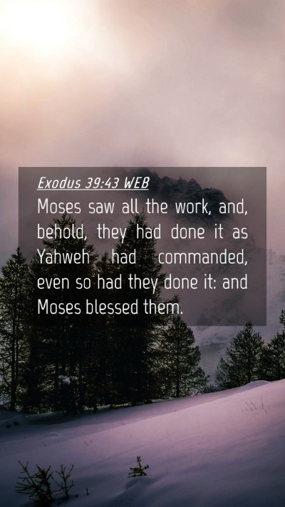 Picture 04 - Exodus 39:43 WEB Mobile Phone Wallpaper - Moses saw all the work, and, behold, they had - Mobile Bible Verse Wallpaper