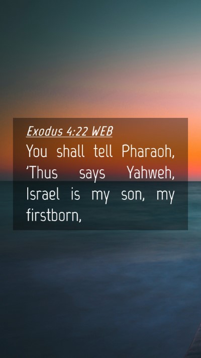Picture 04 - Exodus 4:22 WEB Mobile Phone Wallpaper - You shall tell Pharaoh, 'Thus says Yahweh, Israel - Mobile Bible Verse Wallpaper