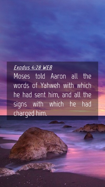 Picture 04 - Exodus 4:28 WEB Mobile Phone Wallpaper - Moses told Aaron all the words of Yahweh with - Mobile Bible Verse Wallpaper
